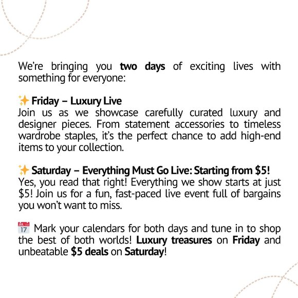 Back-to-Back Live Sale Announcement - Picture 1 of 2